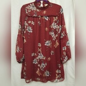 Japna Women's Boho Cottage Core Retro Vintage High Neck Balloon Sleeves M